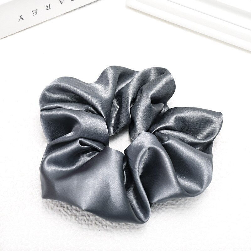 fast silke sateng hår scrunchie pakke kvinner jenter elastiske hårbånd tilbehør gumki gjøre wlosow: D485 yan grå