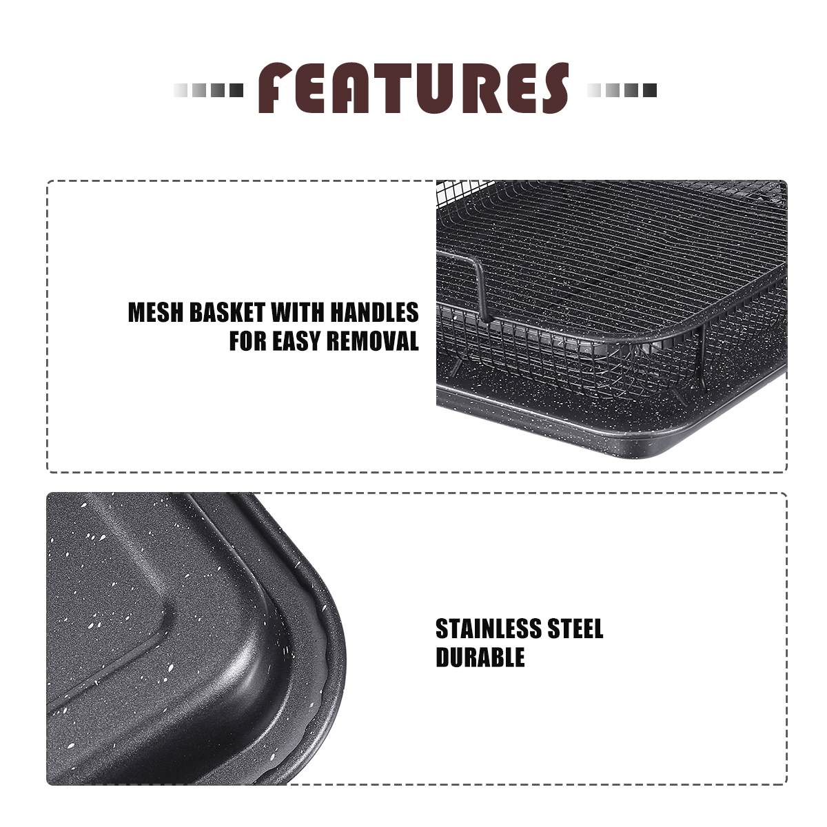 Copper Baking Tray Oil Frying Baking Pan Non-stick Chips Basket Baking Dish Grill Mesh Kitchen Tools