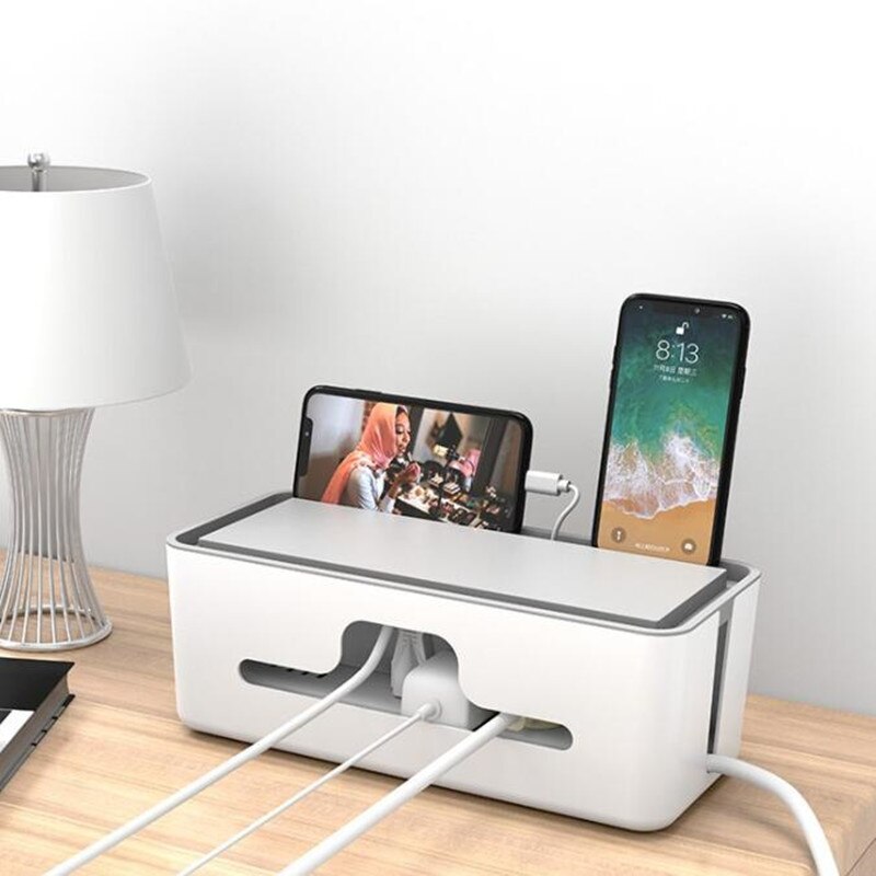 Power Plug Box Desktop Cable Organizer Wire Arrangement Multi-function Box Under Desk Cable Management Tray