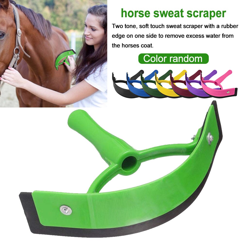 Plejeværktøj farve tilfældigt bærbar ridning pp håndholdt hestesvedskraber hestetilbehør udendørs rengøring ergonomisk