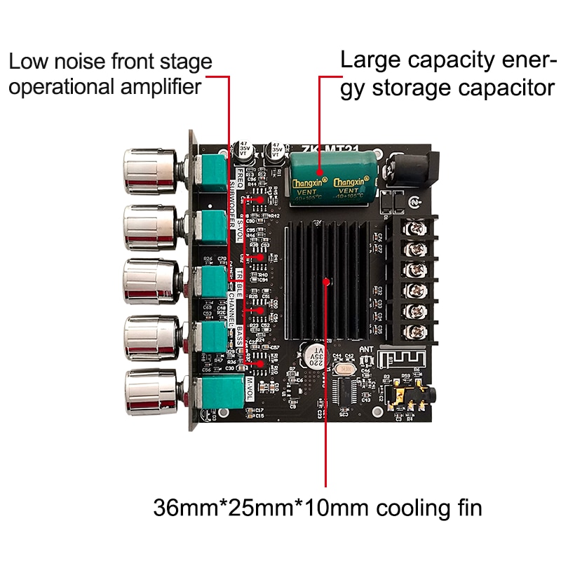 MT21 TB21 TPA3116 2.1 Channel Bluetooth 5.0 Subwoofer Amplifier Board 50WX2+100W Power Audio Stereo Amplifier Board Bass AMP AUX