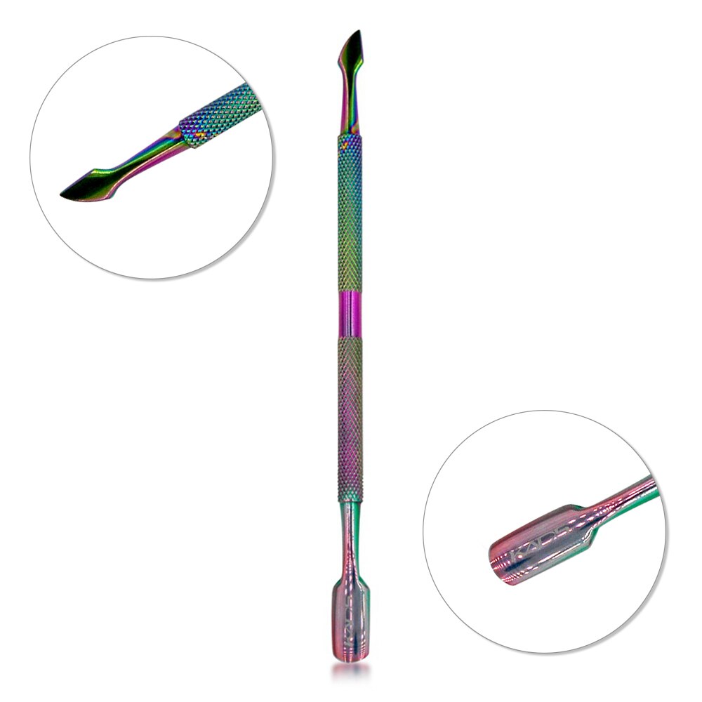 KADS 1pieza Empujador Levantador de Cutículas Cutícula Removedor de gancho delgado de Acero Inoxidable de color mágico como muestra la imagen 8 estilo Arco Iris tungsteno acero uñas herramientas cutícula Pusher: 2