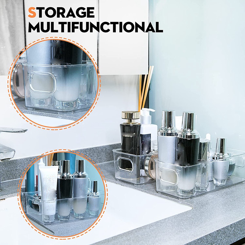 2 Pcs Stackable Plastic Storage Organizer Container Bins With Lids, Stackable Storage Bins With Handler For Refrigerator