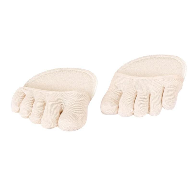 Kvinder sokker silikone anti-skrid foring åben tå hælløs liner bomuldsstrømper med usynlig forfod pude trædepude sokker: A1