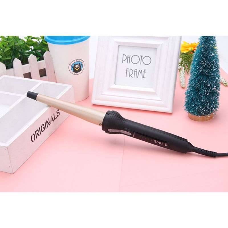 Tapered Hair Curler Curling Iron Ceramic Tourmaline Coating Styling Tool Adjustable Temperature Dual Voltage Home