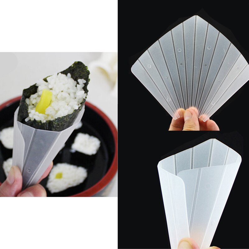 4PCS/Set Sushi Tools Two Hand Roll Temaki Sushi Molds Moulds DIY Sushi Maker Onigiri Bento Rice Ball Maker With Rice Paddle