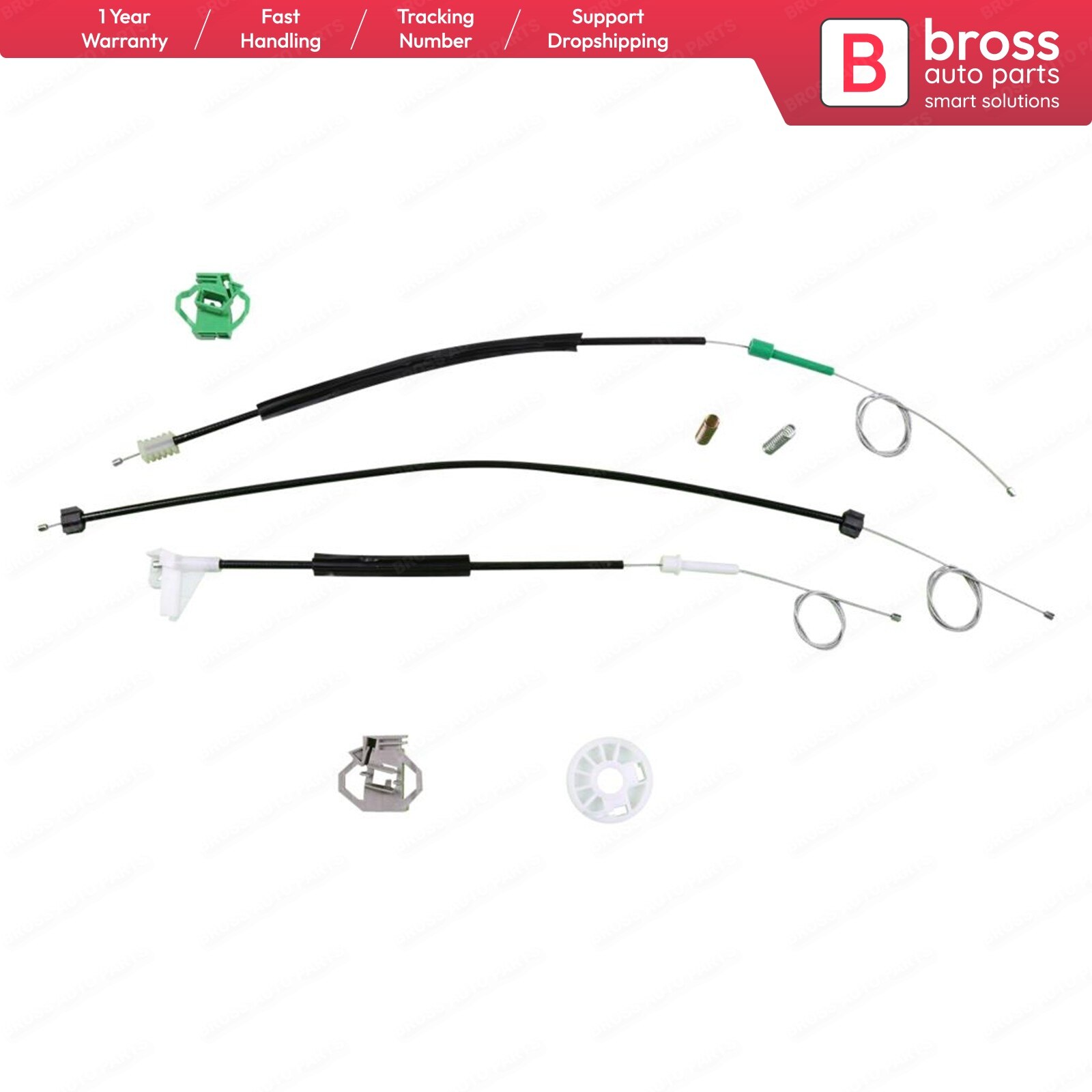 Bross Auto Parts BWR443 Electrical Power Window Regulator Repair Kit Front Right Door for Skoda Octavia 1U MK1 Fast Shipment