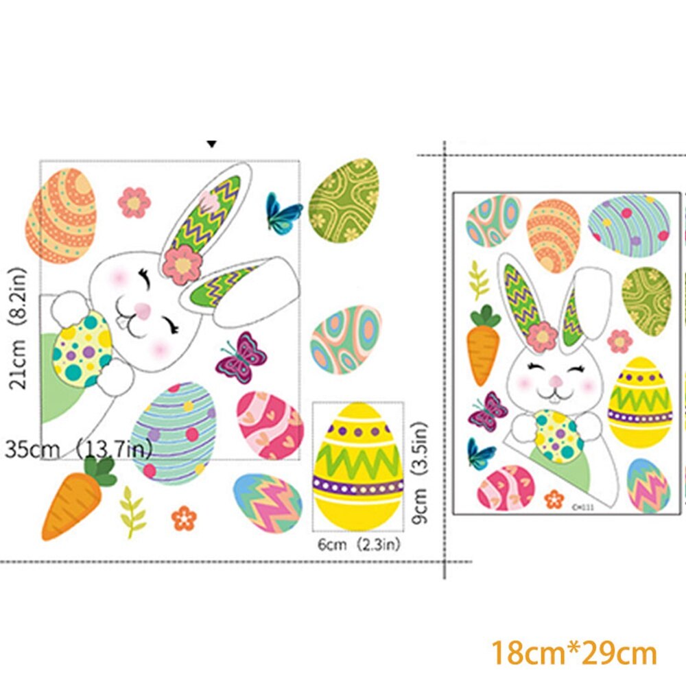 Happy Easter Electrostatic Window Stickers Rabbit Eggs Chick Wall Sticker Easter Decor for Home Easter Party Bunny Wall Decals: G