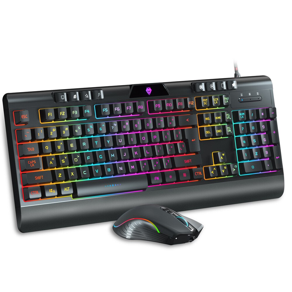EAOR RGB Wired Gaming Keyboard and Mouse Set 104-key Mechanical Feel Gaming Keyboard Mouse Combos for Laptop Desktop PC Gamer: V8000-Black