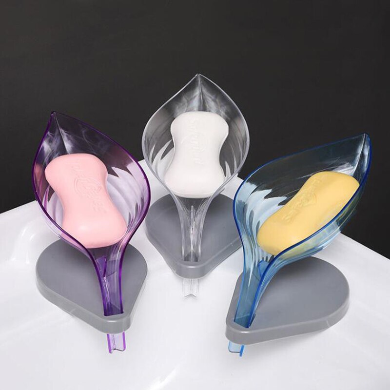 Såpeholder såpeskål oppbevaringsboks avløp baderomsorgan såpebrett sugekopp tørr bladform hjemmedekorasjon