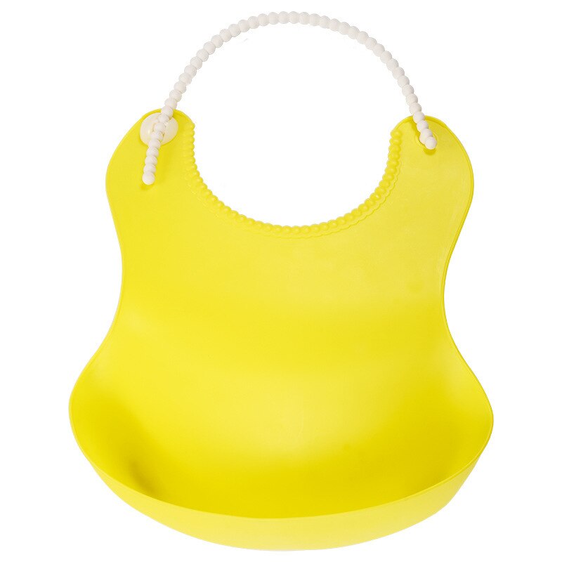 Kids Lunch Bibs Baby Waterproof Solid Color TPE Silicone Bibs Adjustable Feeding Scarf Easy Clean Portable Infant Saliva Towel: Yellow