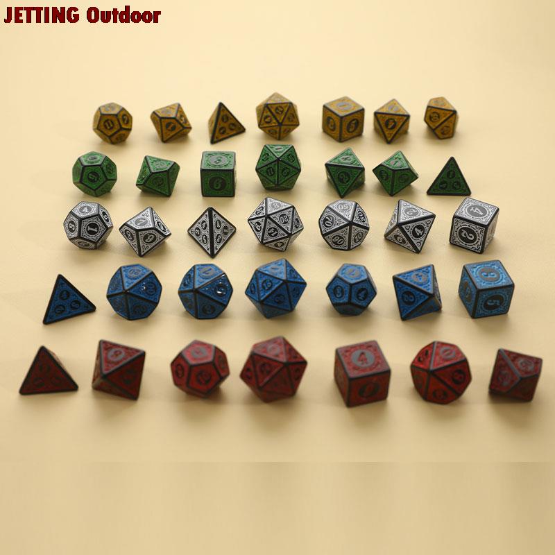 7 pz/set poliedrico 7-Die intagliato modello dadi Set D4 D6 D8 D10 D % D12 D20 per RPG DND forniture di gioco