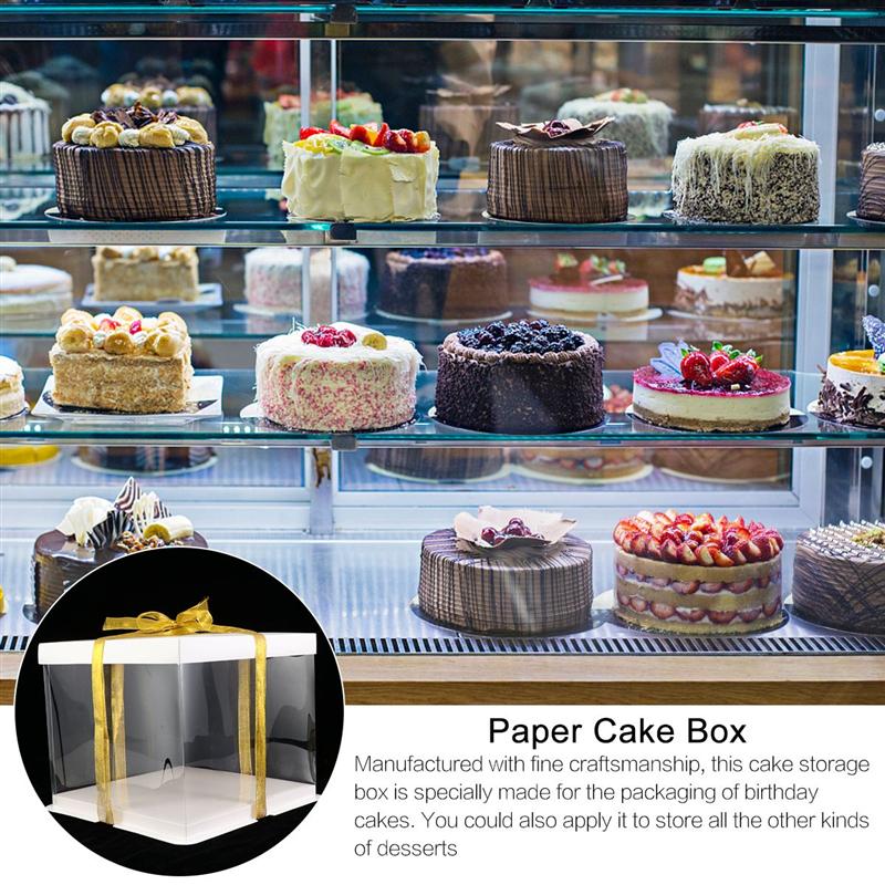 5 st födelsedagstårta lådor tårta genomskinliga pappersförpackningar lådor tårta förvaringslådor engångs dessert behållare avhämtningslådor
