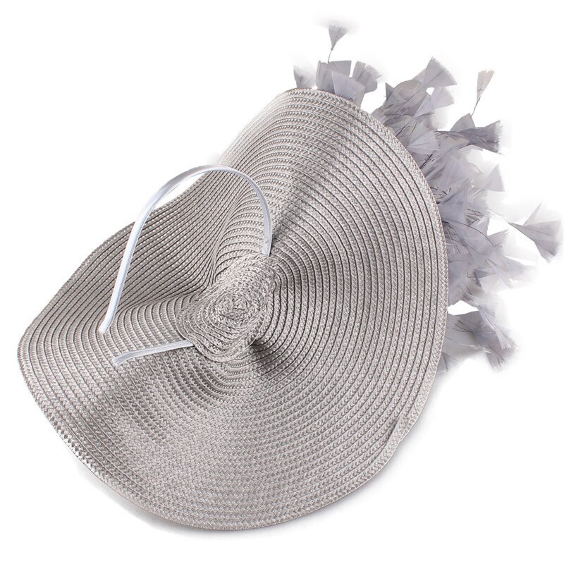 Retro fjær overdrevet topp hatt stråhatt qipao show ytelse catwalk lue blomst hodeplagg bryllup hatter og fascinatorer