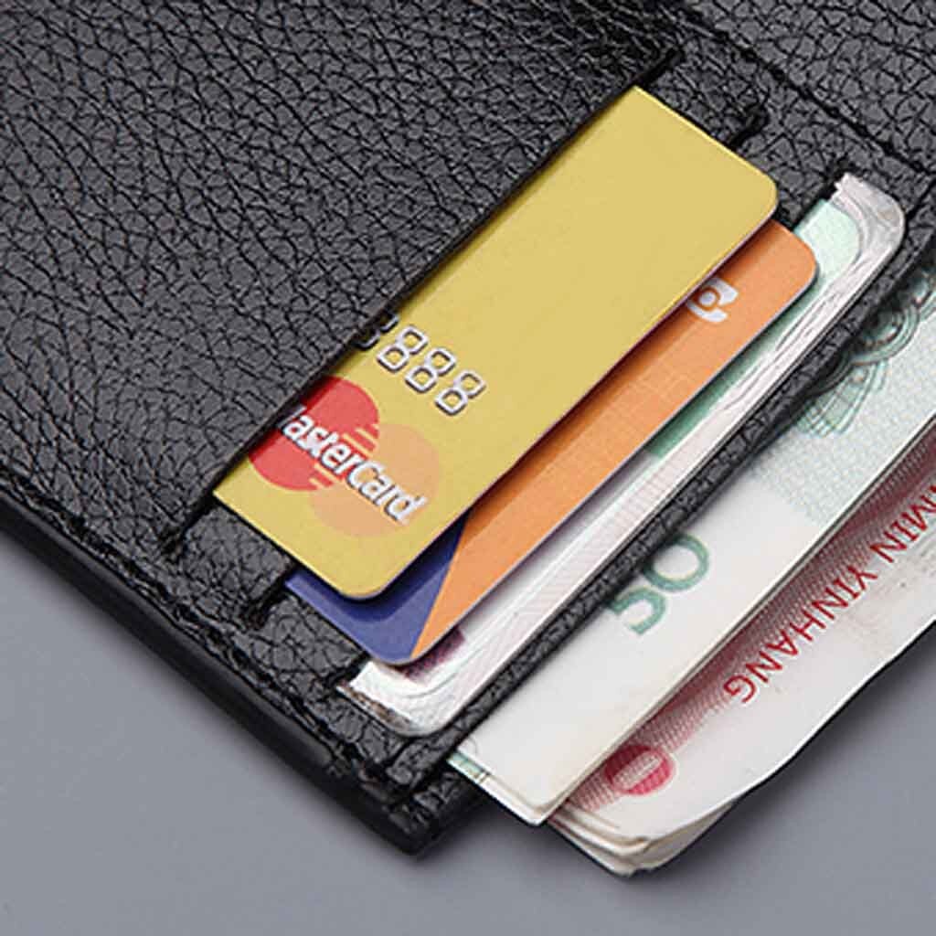 Men's Wallet Short Vertical Ultra-Thin Wallets Bank Card Package Leather Small Purse