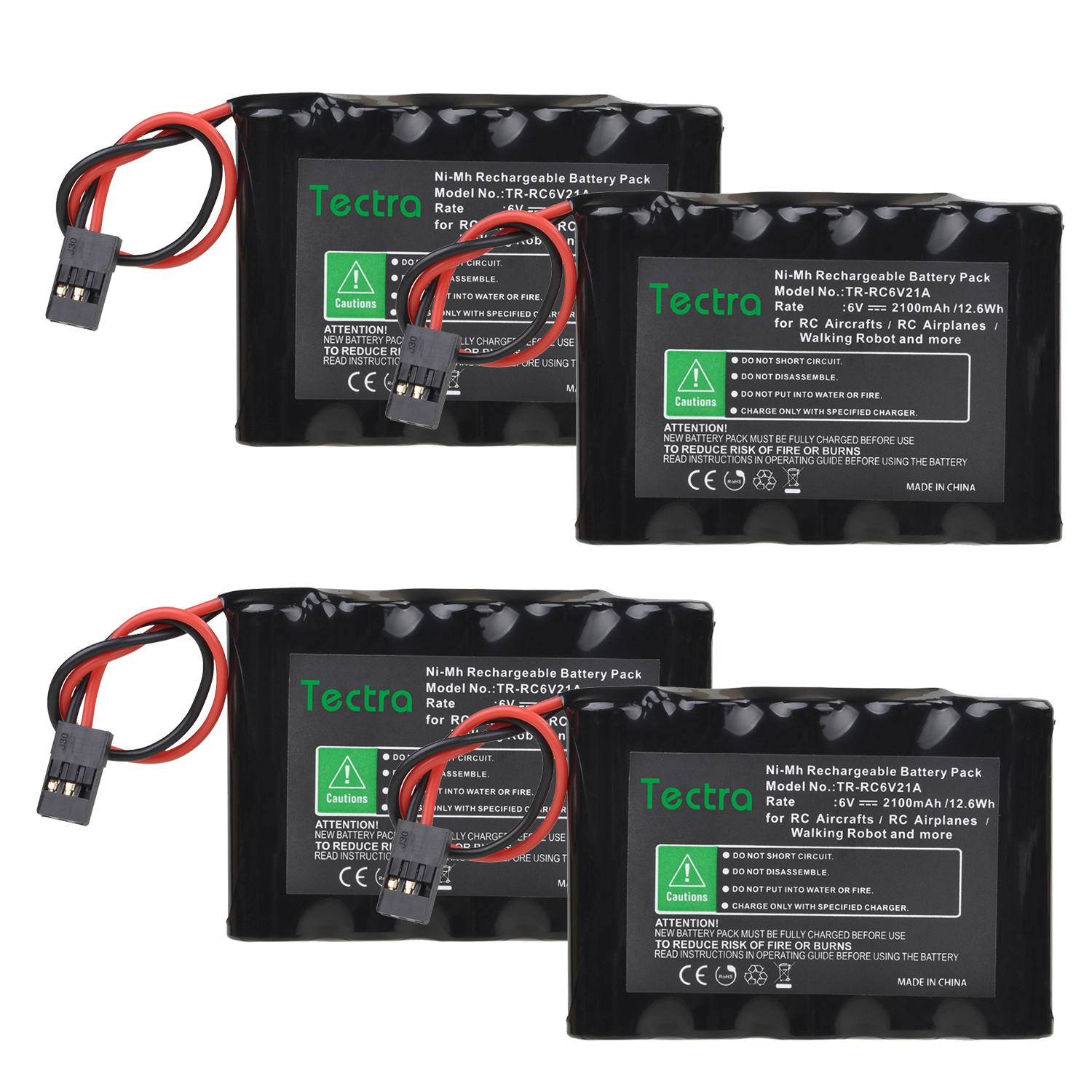Paquetes de baterías NiMH RC de 6V y 2100mAh con conector Hitec para aviones RC y Robot para caminar, batería recargable de alta capacidad: Rojo