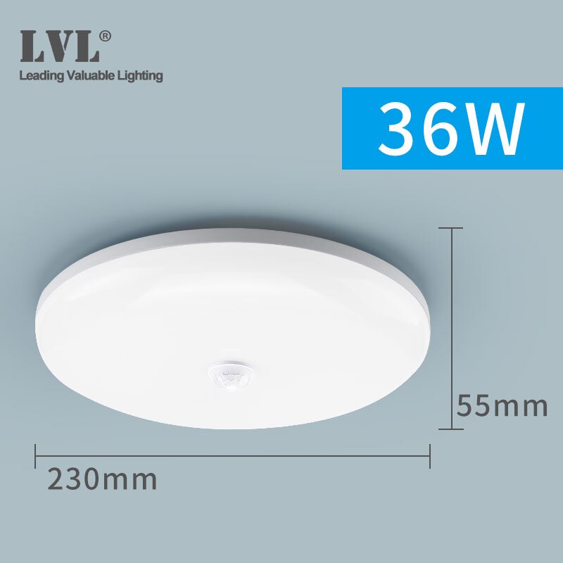 Led Pir Motion Sensor Plafondlamp 18W 36W 85-265Vac Opbouw Moderne Plafondlamp Voor Gangen Gang Gangpad trappen: 36W-6000K
