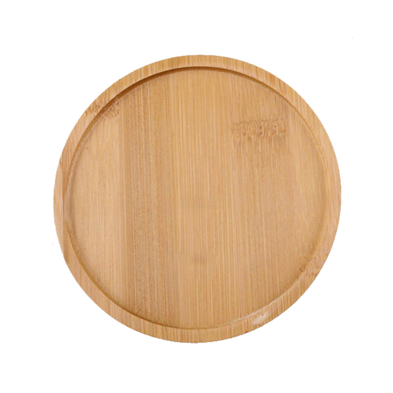 Succulent Ceramic Flower Pot Plant Saucer Bamboo Tray Tabletop Tea Set Coasters Round Original Wood Color Drip Water Container: Khaki L