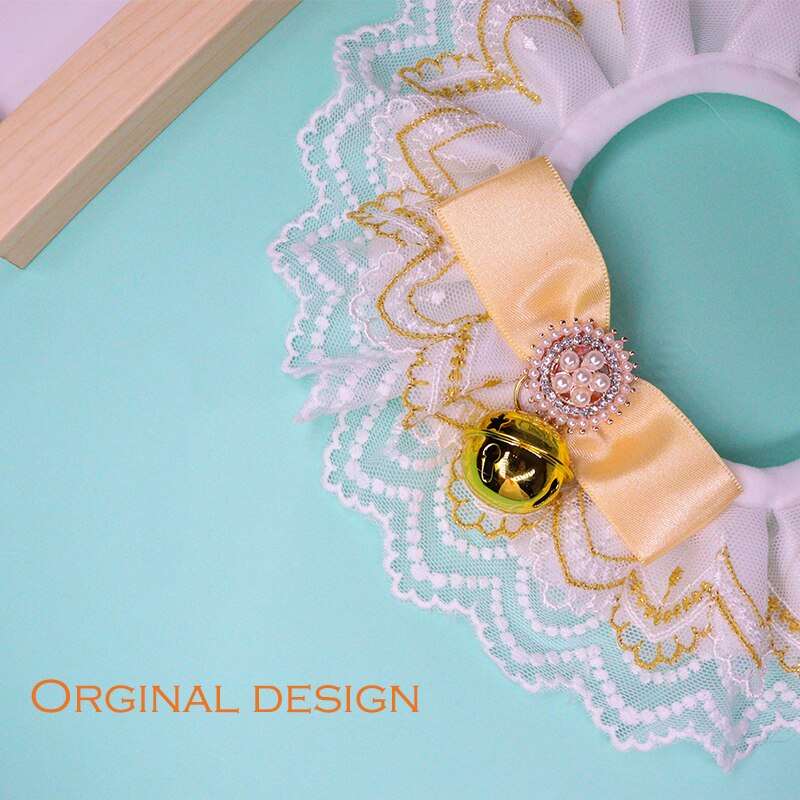 Charmy Cinta de Oro gato Baberos dulce gatito Collar de perro, Collar de Bell bufanda para perro accesorios lindo correa para el cuello perrito Yorkie de trapo