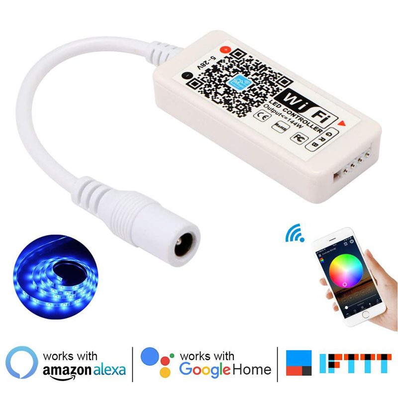 DC5V 12V 24V RGB Tape 5050 Led Wifi Controller Bluetooth WiFi LED Controller led strip IR Remote Control Alexa Google Magic Home