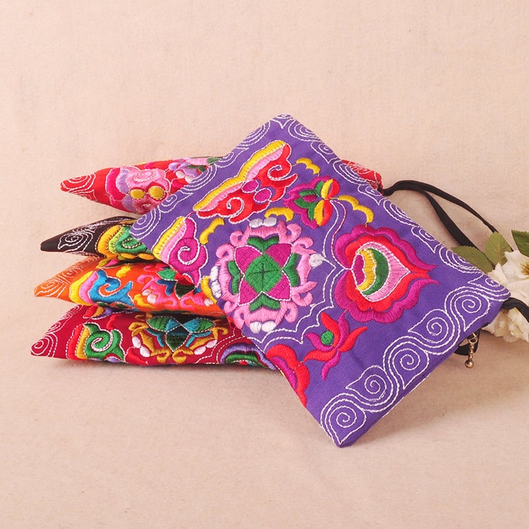 telefoon carrybag! Mooi borduurwerk purse telefoon/make tassen canvas borduurwerk dubbelzijdige kleine mobiele sleutel handtas houder