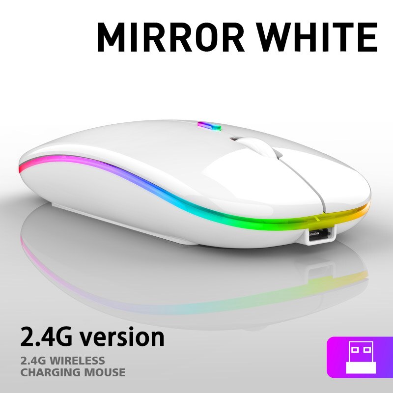 1600 Dpi Draadloze Muis Ergonomie Usb Opladen Stille 2.4Ghz Bluetooth Mause Gaming Muis Voor Pc Laptop Kleurrijke Verlichting: 008