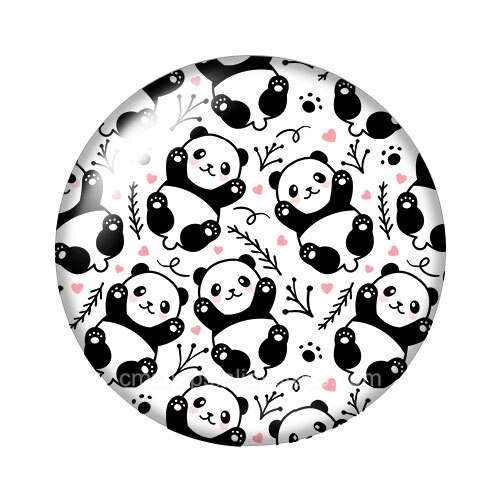 Lovely Panda 18mm snap buttons 10pcs mixed round photo glass cabochon style for snap button jewelry: DB1096-03