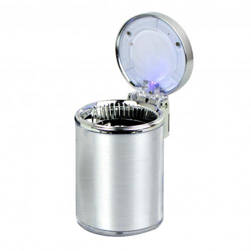 Posacenere Portatile Per Auto Con LED E Strass | Con Coperchio E Luci Blu - 9x7,5 Cm