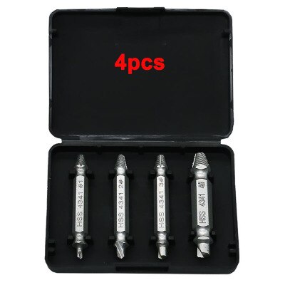 4/5/6Pcs Damaged Screw Extractor Drill Bit Double Side Drill Out Broken Screw Bolt Remover Extractor Tools Set Take Out Tool Set: 4pcs Silver