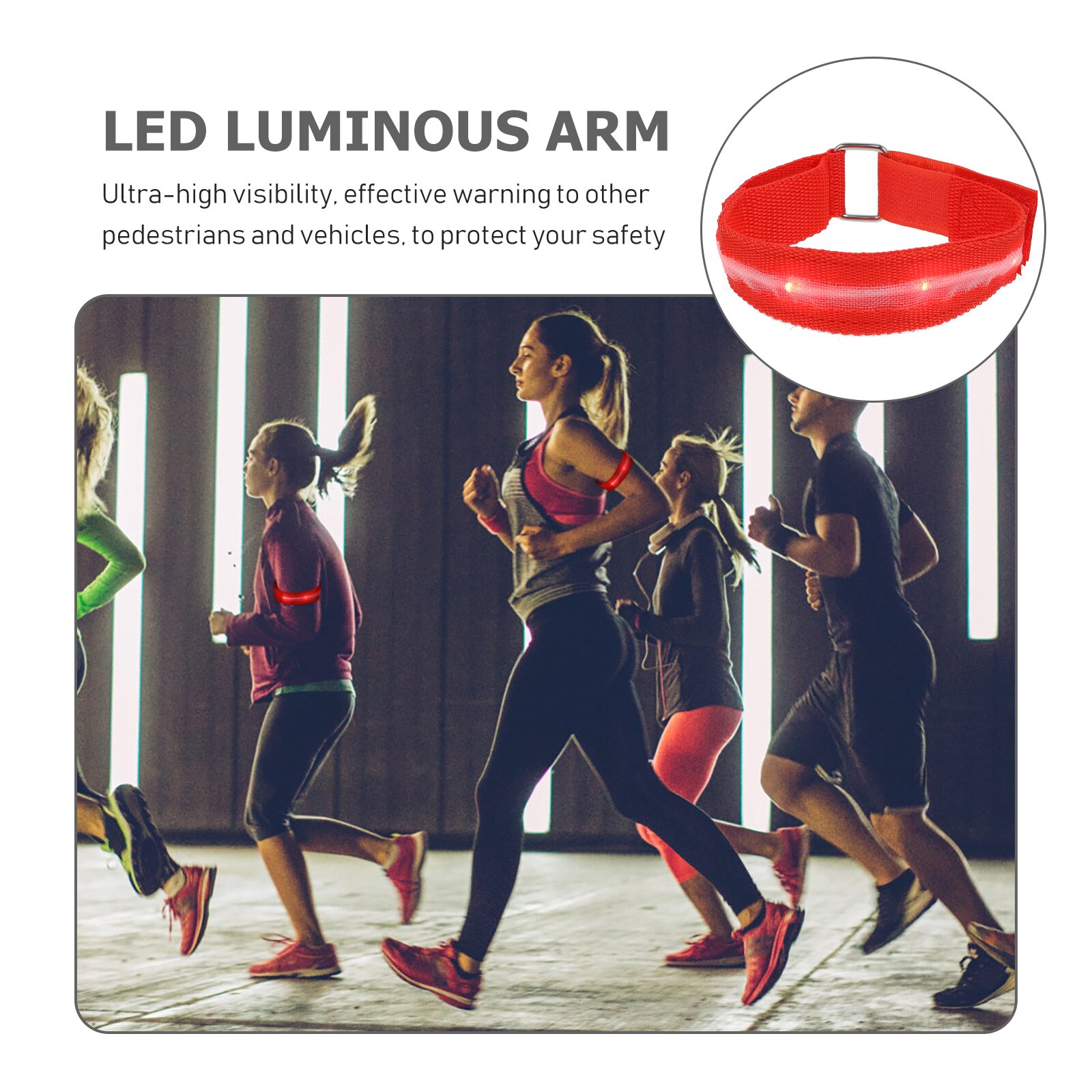 1Pc Arm Safety Signal Light LED Light Armband Night Running Glowing Armlet (Red)