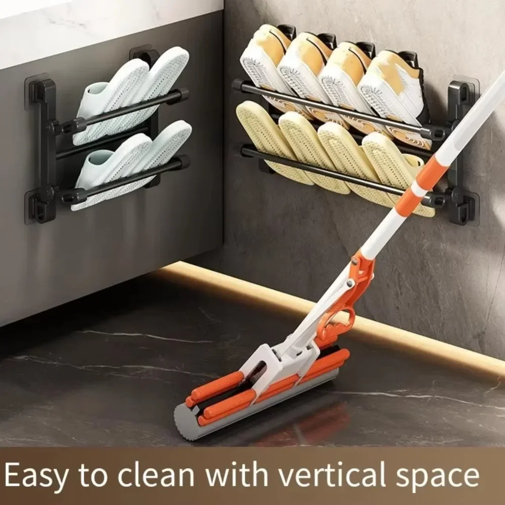 Estante para zapatillas montado en la pared, estantes para zapatos de almacenamiento para entrada de la casa, organizador Simple multifuncional, estantes para zapatos, estante para toallas de baño