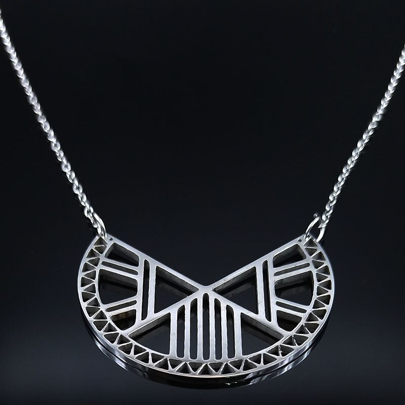Bohemen Geometrische Rvs Ketting Ketting Voor Vrouwen Zilveren Kleur Kettingen Sieraden Colgantes Mujer Moda N627