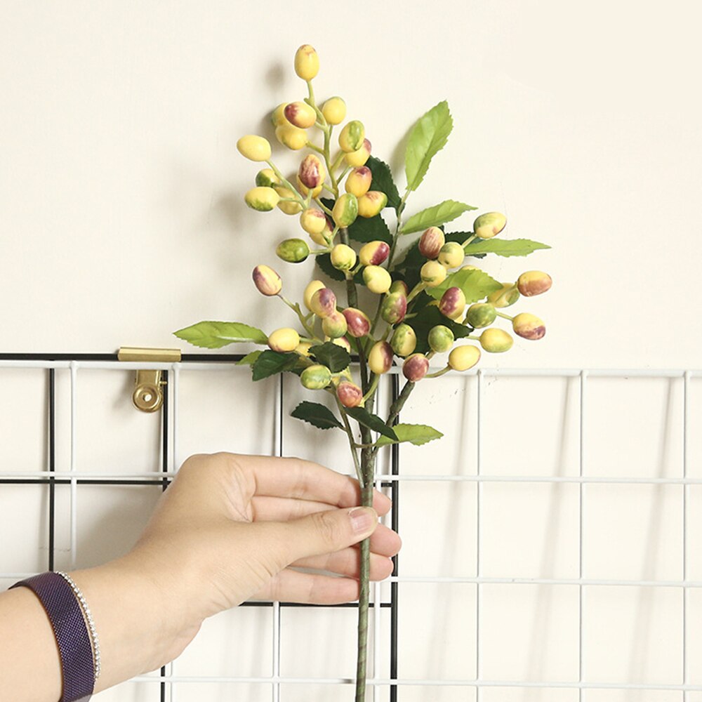 Artificial Olive Bean Flower Tree Branch Bouquet Greenery Flower Plant Decoration For DIY Wedding Party Home Garden Props Supply: 01