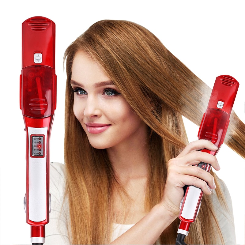 Alisador de pelo a vapor, plancha plana de inyección de pintura a vapor 450F, alisador de pelo, herramientas de peinado