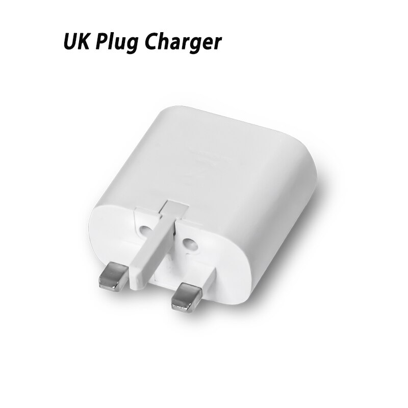 Cargador Original para Samsung S21 Note 20, 10, 25w, adaptador de carga rápida Pd Usbc, EU AU UK para Galaxy S20 Ultra A80: charger add cable / white UK Plug