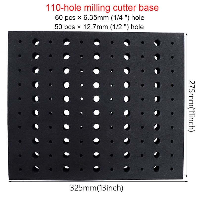 110 Holes Router Bit Tray Storage Holder for 1/4'' 1/2'' Shank Milling Cutters Brill Bits Organizer