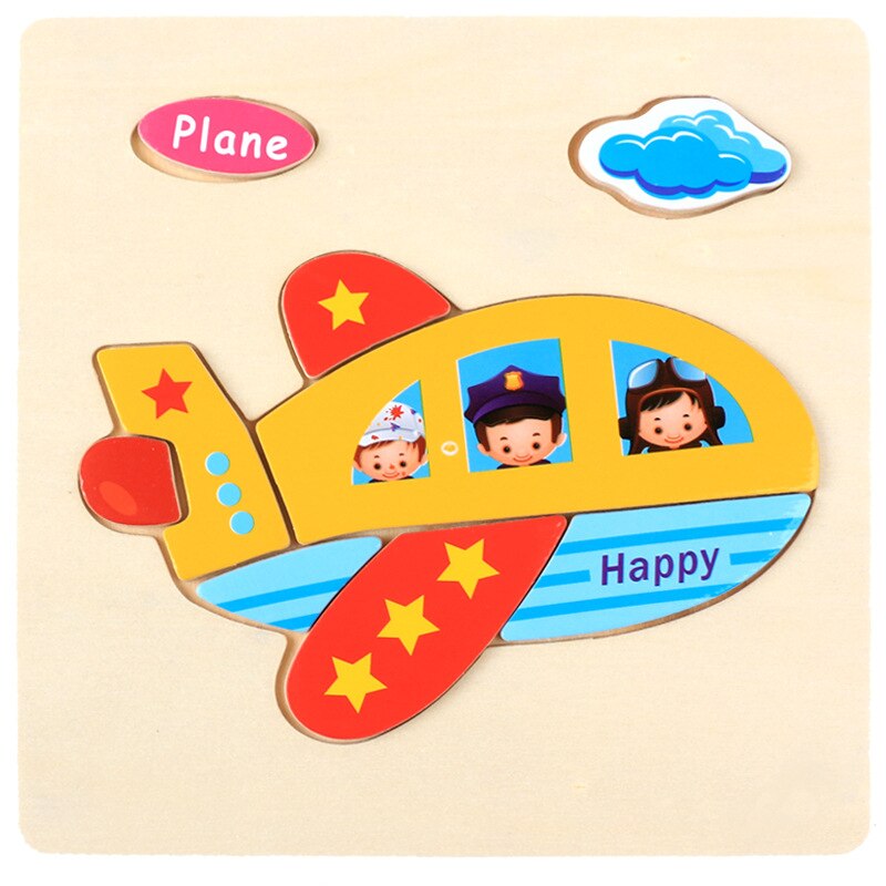 Baby Spielzeug Holz 3D Puzzle Nette Cartoon Tier Intelligenz Kinder Pädagogisches Spielzeug Kinder Tangram Formen Jigsaw: WHITE