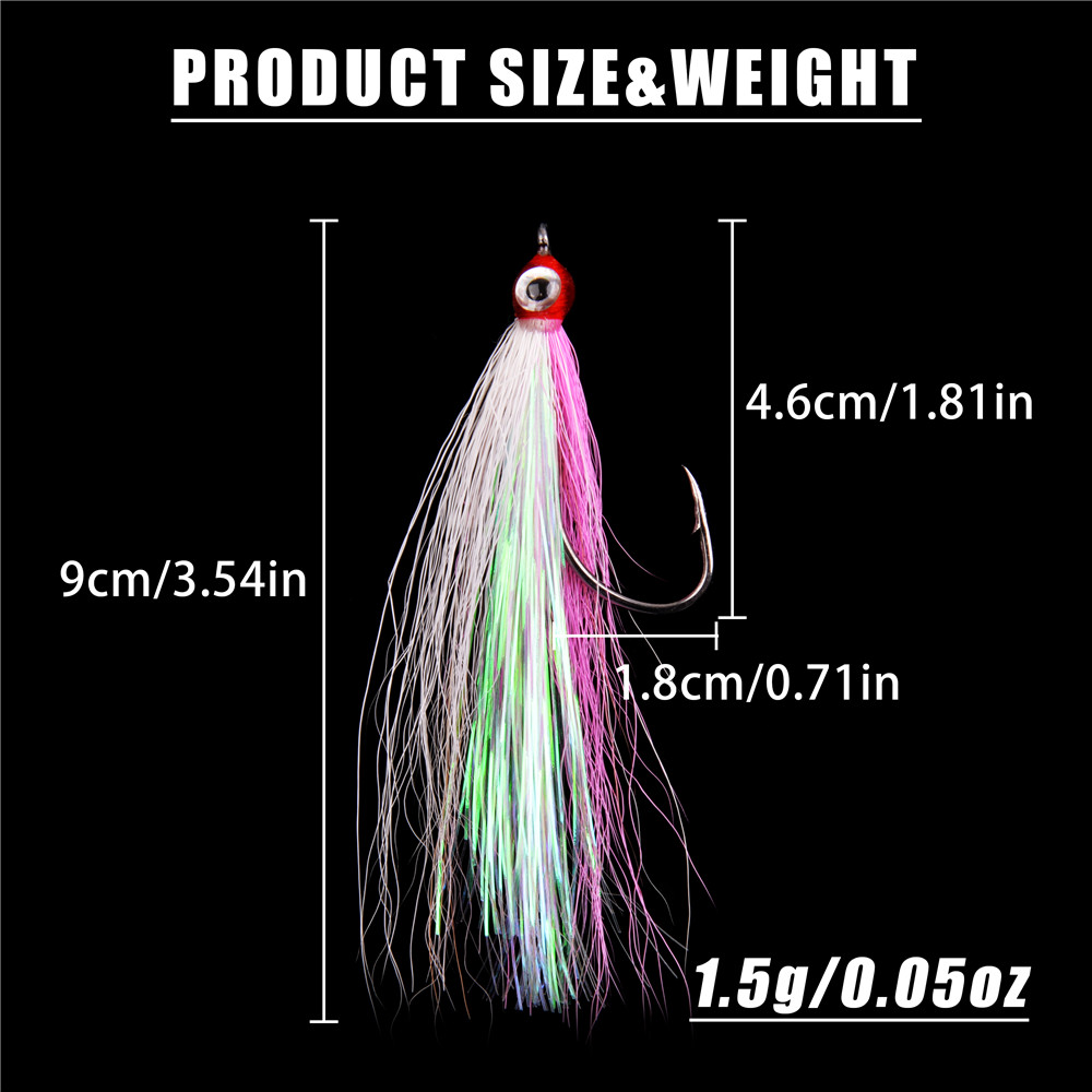 4 Uds moscas de pesca con mosca Streamer Bucktail Teasers anzuelo de pesca anzuelos para moscas trucha salmón lubina Señuelos de pesca con mosca herramientas de aparejos de pesca