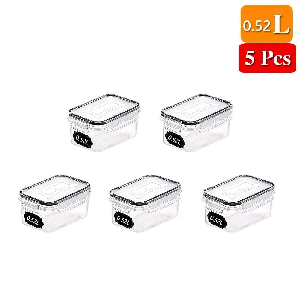 Food Storage Containers Kitchen Organizer and Storage Container with Lids Refrigerator Noodle Box Tank Sealed Cans 5Pcs Set: plum
