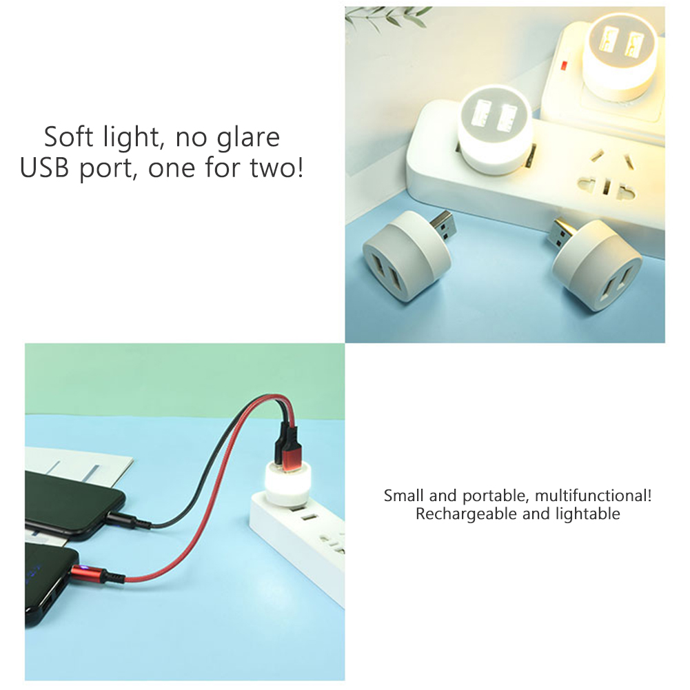 Extensor USB de 1 a 5 piezas con luz LED nocturna, Lámpara decorativa, iluminación de emergencia, PC Universal, luz blanca y amarilla