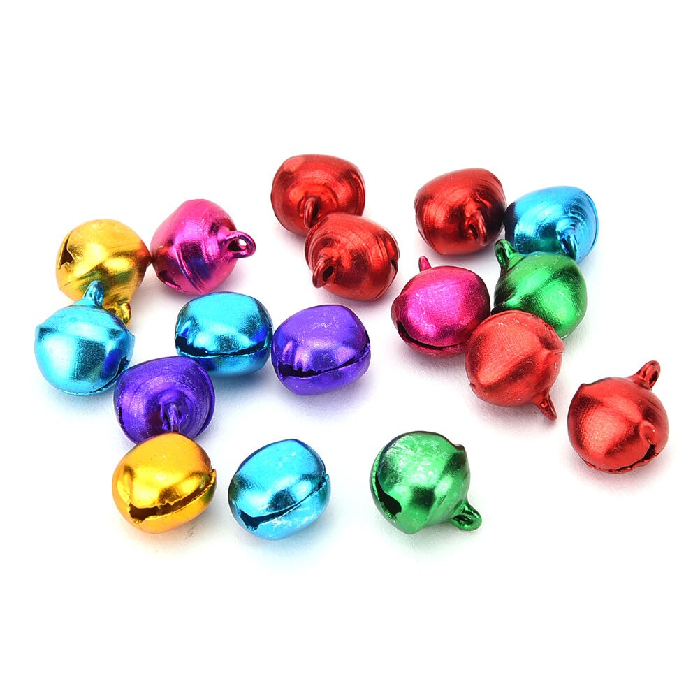 100 stk/pose gør-det-selv vedhæng håndlavet tilbehør håndværk farverige løse perler små jingleklokker juledekoration 6/8/10/12mm: 12mm