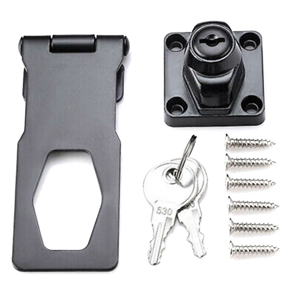 3in Black Locking Hasp And Staple With Keys Padlock Garage Heavy Duty Lock With Keys Cupboard Shed Padlock Set Hardware