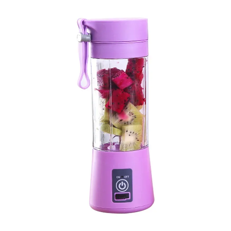Mini licuadora portátil de 380ML para batidos y batidos, exprimidor de frutas de viaje recargable por USB, vaso de jugo para licuadora de frutas manual: Amarillo