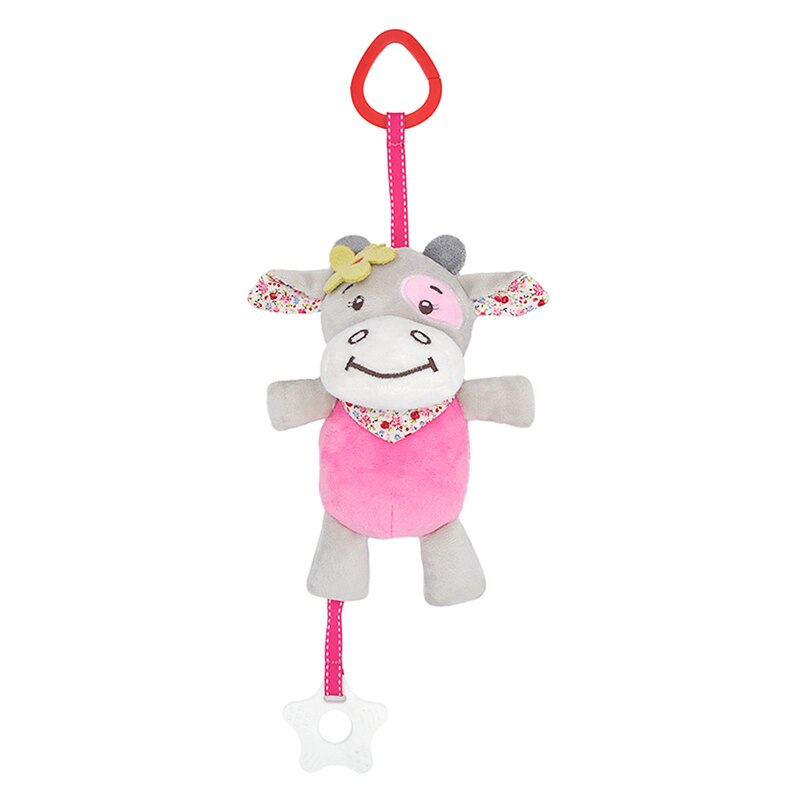Baby Bijtring Ring Cartoon Dier Patroon Rammelaar Mode Multifunctionele Kinderen Praktische Bijtring: Pink Cow