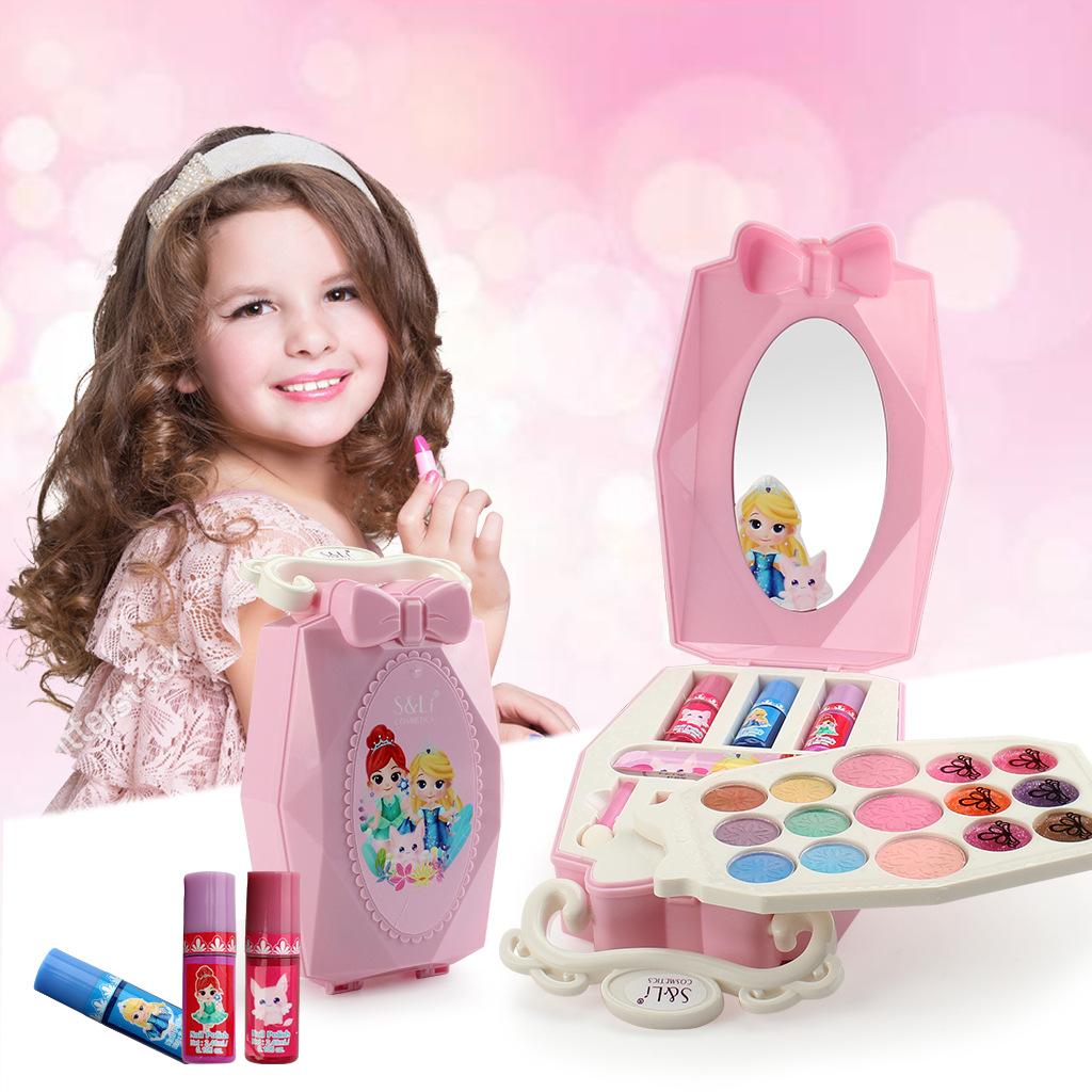 Juguete de maquillaje de simulación para niños, conjunto de cosméticos de esmalte de uñas y pintalabios, juguete educativo para niñas, de cumpleaños: S22610