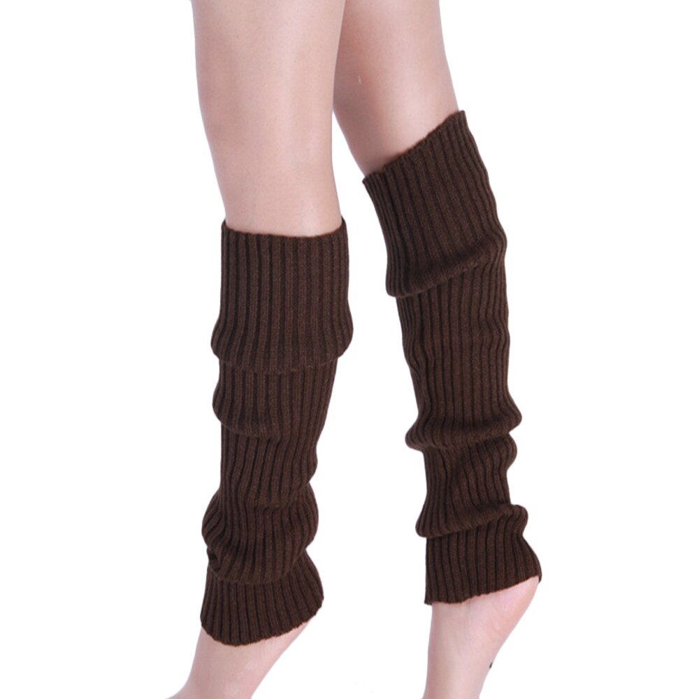 100% nueva y alta botas de esposas más de punto medias mantener el calentamiento pierna calentadores de rodilla alta de invierno de punto de arranque: Coffee 