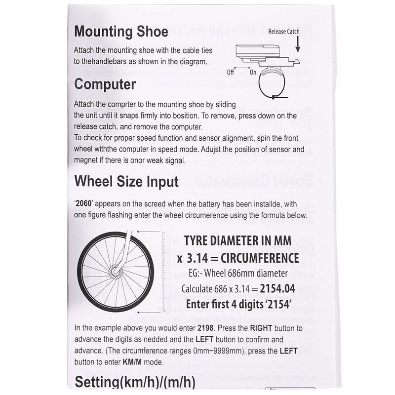 Sunding SD 581 bike speeeter wired stopwatch bicycle computer cycle cycling oeter accessories