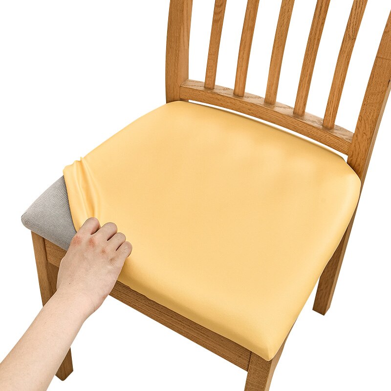 Waterproof Fabric Seat Cushion Cover Easy-going Office Seat Covers Elastic Dining Chair Covers For Modern Home Hotel Living Room: Yellow