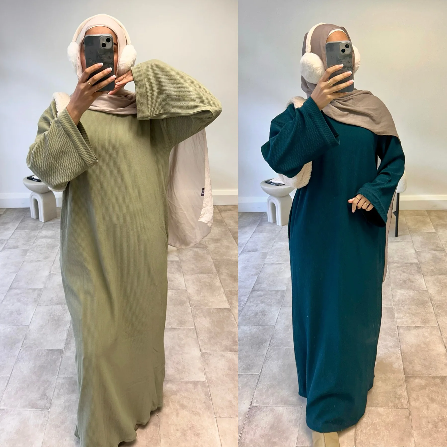 Robe Abaya en velours côtelé arabe pour femmes Ramadan dubaï femmes manteau musulman modeste hiver Islam vêtements nouvelle Robe solide turquie