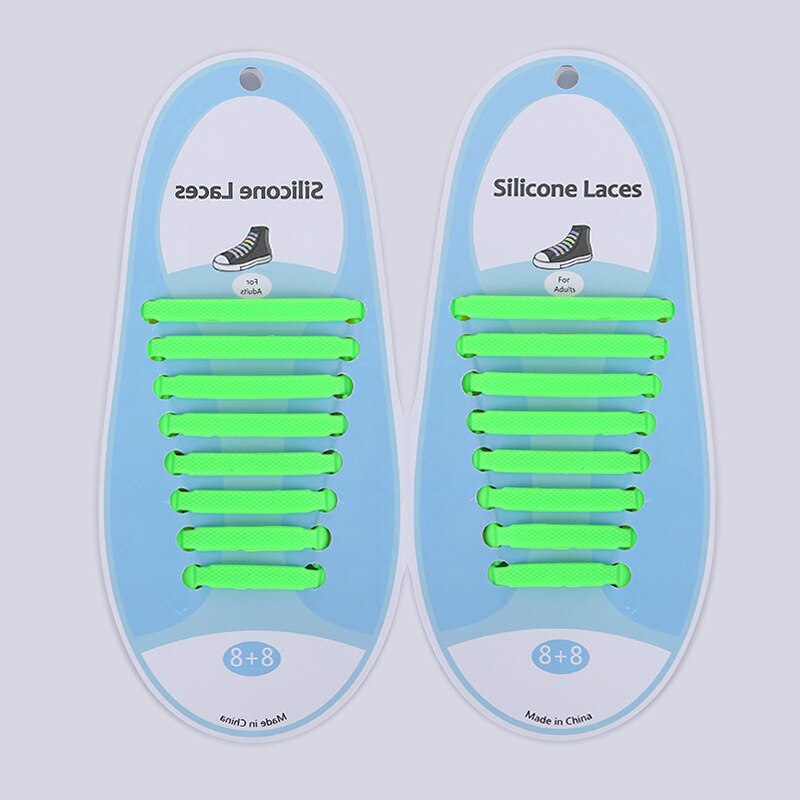 cordones elasticos zapatillas cordones zapatillas cordones elasticos cordones de calzado Cordones elásticos de silicona para zapatos para hombre y mujer, cordones especiales de goma, 13 colores, 16 unids/lote: Green